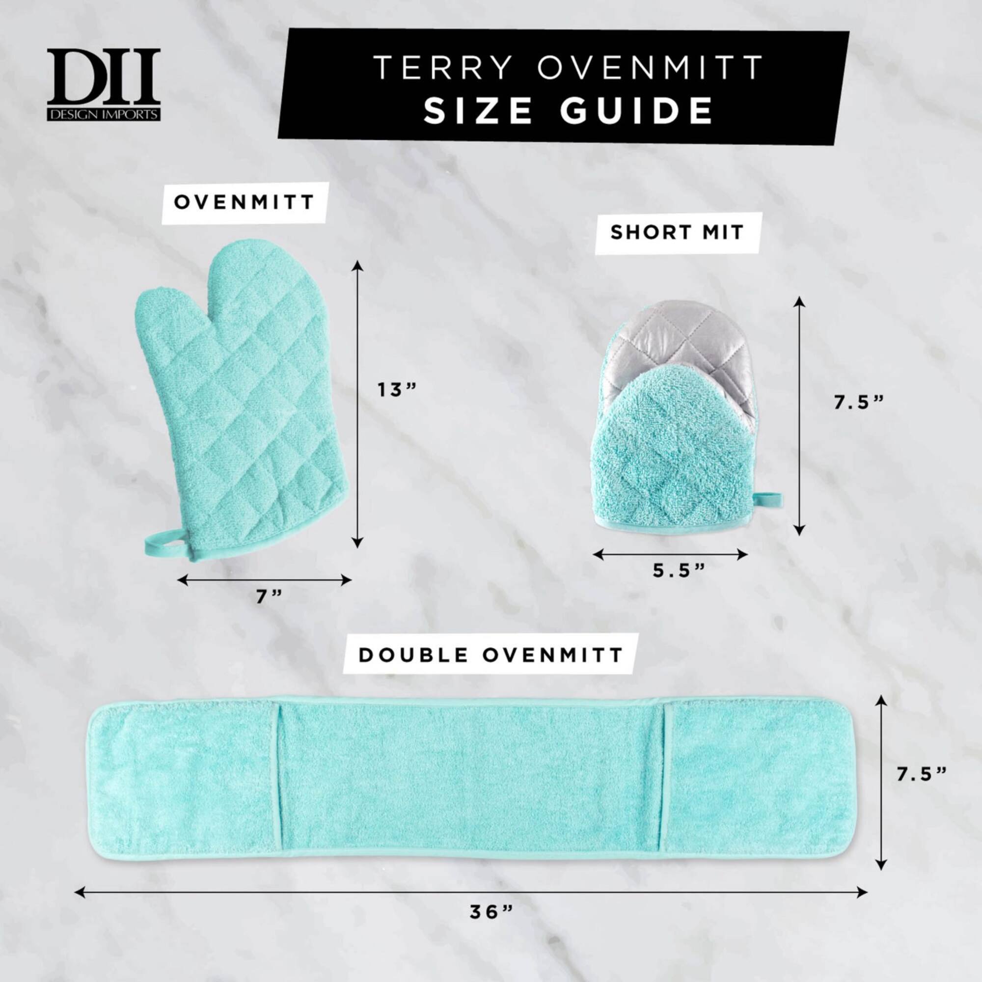 DII® Gray Terry Double Oven Mitt